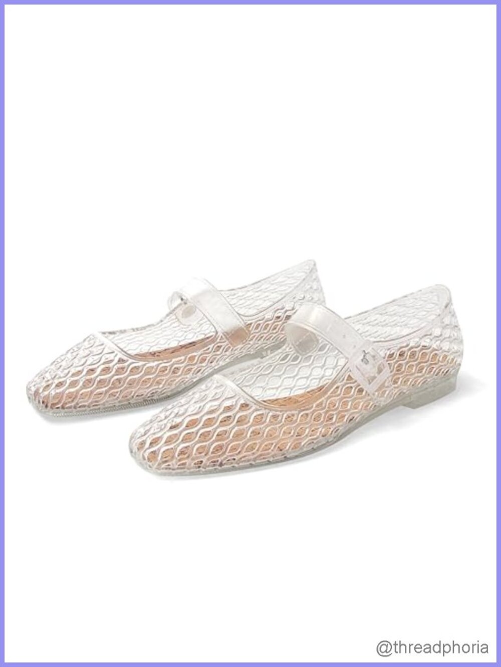 PVC Jelly Mary Jane Ballet Flats Square Toe Buckle Casual